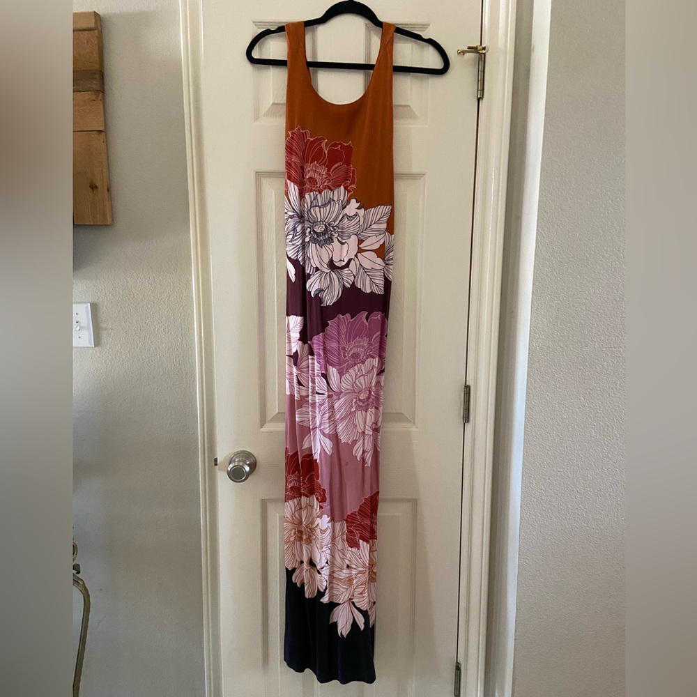 Maeve Floral Vibrant Twist Back Maxi Dress Size Large